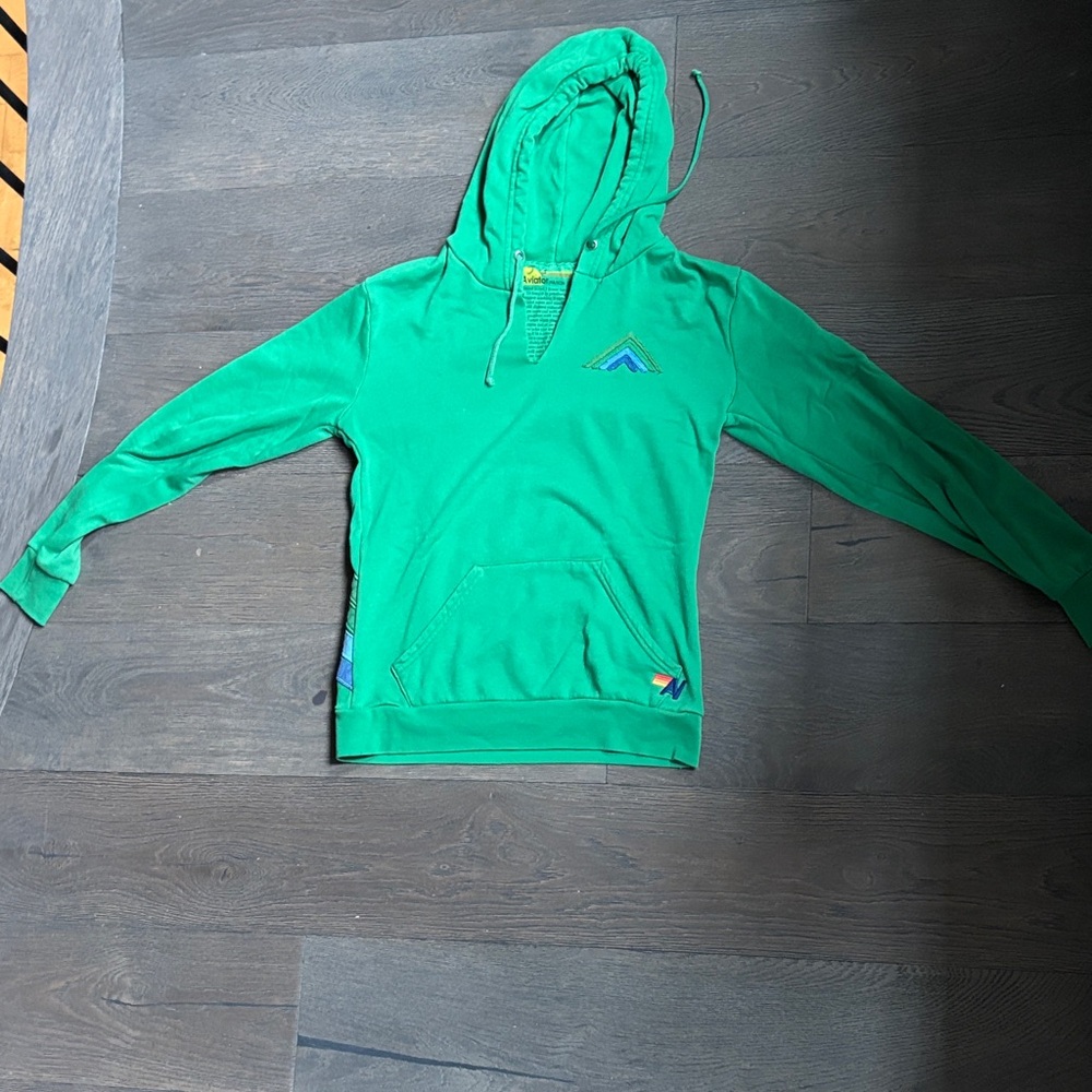 Green Aviator Nation V-neck Hoodie Size S